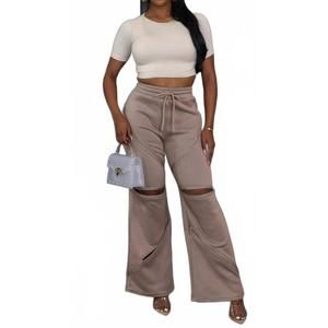 NEW FANCY DREAM USA women's zip it up sweatpants in tan